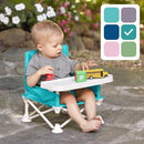 Hiccapop OmniBoost Travel Booster Seat with Tray for Baby | Folding Portable Baby Booster Seat for Dining Table, Camping, Beach, Grandma’s | Tip-Free Design Straps to Kitchen Chairs - Booster Chair by TinyTreasures Baby Boutique