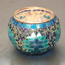 SHMILMH Votive Candle Holder Set of 4, Diwali Decoration for Home, Handmade Mosaic Glass Tealight Candle Holders for Table Centerpiece Decor,Diwali Thanksgiving by CozyNest Decor