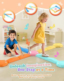 Holyton Music Light Up Balance Beam and Toddler Stepping Stones 13 Pieces, Non-Slip Plastic Balance Stackable Stepping Stones for Kids, Sensory Toys for Toddlers, Indoor or Outdoor Play, Easy Storage by CozyNest Decor