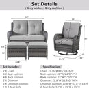 5 Piece Outdoor Patio Furniture Set - Wicker Furniture Patio Conversation Set, Outdoor Swivel Rocker Chairs with Loveseat Sofa and 2 Ottomans for Small Space, Gray Cushion by GreenHaven Gardens