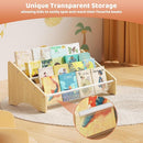 Sturdy Wooden High-Transparent 4 Tier Kids Bookshelf, Perfect Kid-Friendly Height Book Shelf for Kids Rooms - Toddler Book Shelf Display for Nurasery, Deep Size Bookshelf Hold More Books by TinyTreasures Baby Boutique