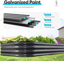 Quictent Galvanized Raised Garden Bed Kit, 8x4x1 ft Oval Metal Planter Box for Vegetables, Rubber Strip Edging Included (Dark Gray)