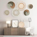 LOCS MICRAI Boho Wall Basket Decor Set of 3 - Flat Woven Basket Wall Hanging Decor,Round Tassels White Macrame Tapestry Wall Decor Art,Handmade Rattan Wicker Seagrass Home Wall Baskets Decor by CozyNest Decor