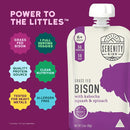 Serenity Kids 6+ Months Baby Food Pouches - Ethically Sourced Grass-Fed Bison & Organic Kabocha Squash & Spinach Puree - BPA-Free Baby Puree Pouches - 3.5 Oz, 6 Pack by TinyTreasures Baby Boutique