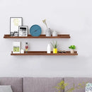 AZSKY 48 Inch Floating Wall Ledge Bookshelf Light Walnut Kids Book Toys Trophy and Family Picture Photo Frames Display Shelves Wall Mounted a Set of 2 by CozyNest Decor