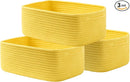 KALLAX Small Woven Basket, 13.5 x 9.5 x 5 Inches, Storage Basket for Organizing, Cute Small Rope Shelf Closet Cube Storage Bins Baskets for Shelves, Dog Toy Gift Baskets Empty, 3 Pack Yellow by TinyTreasures Baby Boutique