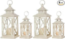 NEEDOMO Lanterns Decorative Outdoor&Indoor, Set of 4 (14"&10") Beige Metal Lantern Decor with Glass, Candle Holder for Porch, Patio, Garden, Balcony, Wedding, Table Centerpiece by CozyNest Decor