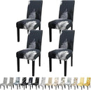 JQinHome Pattern Chair Covers for Dining Room Set of 4, High Stretch Removable Washable Parsons Chair Slipcover for Home Party Hotel Wedding Ceremony (Plume Black,4PCS) by CozyNest Decor