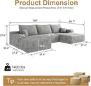 108" Sectional Couches for Living Room Modern Modular Sofa with L-Shape Couchs Upholstered Boneless Couch Deep Seat Sectional Couch with Chaise (Grey, Right Facing Chaise+2Seaters+1Ottoman) by CozyNest Decor
