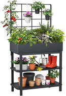 Elevated Planter Box with Trellis Raised Garden Bed with Legs Outdoor Standing Flower Beds for Patio Vegetable Herb by GreenHaven Gardens