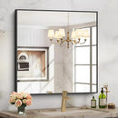 Black Bathroom Mirror for Wall, 30x30 Inch Rectangle Mirrors with Metal Frame, Modern Vanity Wall Square Mirror for Bathroom Living Room, Entryway Hangs Horizontal or Vertical by CozyNest Decor
