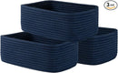 KALLAX Small Woven Basket, 12 x 8 x 4.5 Inches, Storage Basket for Organizing, Cute Small Rope Shelf Closet Cube Storage Bins Baskets for Shelves, Dog Toy Gift Baskets Empty, 3 Packs, Navy Blue by TinyTreasures Baby Boutique