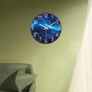 Small Wall Clocks Battery Operated 12 Inch Blue Marble Wall Clock for Kitchen Glass Analog Silent Wall Clock Non Ticking by CozyNest Decor