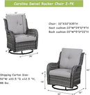 Outdoor Patio Swivel Rocker Chairs - Single Wicker Rattan Patio Swivel Rocking Chair with High Back,Deep Seating and Comfort Cushions for Deck Porch Garden,Mixed Grey/Grey by GreenHaven Gardens