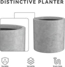 Kante 9.8" Dia Round Concrete Planter, Modern Style Large Cylindrical Plant Pot with Drainage Hole and Rubber Plug for Indoor Outdoor Patio, Natural Concrete by GreenHaven Gardens