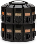 Kitchen Art Spice Rack Select-A-Spice Auto-Measure Carousel 12 Compartments Black 8.75 x 8.75 x 6 inches by CozyNest Decor