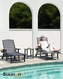 Lounge Chair Outdoor Set of 4 with Wheels, Adjustable 6-Position Chaise Lounge Outdoor, Patio Lounge Chair for Poolside Backyard, Grey by GreenHaven Gardens