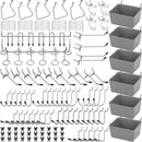 17-in-1 Pegboard Hooks Assortment - 143 Pcs 14 Sizes Peg Board Organizer Accessories Kit with 6 Pegboard Bins, 30 Silicone & 42 Stainless Steel Peg Hook Locks for 1/4" and 1/8" Pegboards Hanging Tools by GreenHaven Gardens