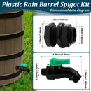 Plastics Rain Barrel Spigot Kit High Flow Valve Core Water Tank Faucet+PVC Bulkhead Fitting 1/2" NPT to 3/4" GHT Rain Barrel Spigot for Plastic Bucket Rainwater Drum Container Downspout Collector in by GreenHaven Gardens