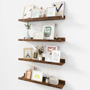 Picture Ledge Shelf, Wood Floating Shelves Set of 4, 24 inch Picture Ledge Shelves, Photo Ledge Nursery Book Shelves Wall Mounted for Living Room Kids' Room Bedroom, Color Brown by TinyTreasures Baby Boutique