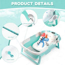 Baby Bathtub,Collapsible Baby Bath Tub with Thermometer & Soft Floating Cushion,Portable Travel Baby Bathtubs for Newborns to Toddlers 0-36 Months(Bear Green) by TinyTreasures Baby Boutique