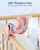 SWEETFULL Portable Clip on Fan - Battery Operated Rechargeable Fan with LED Display, 4 Speeds, Mini Personal Cooling Desk Fan for Golf Cart Travel Camping Gym - White by TinyTreasures Baby Boutique