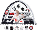 Black and White Baby Gym Play Mat with 6 Toys Tummy Time Activity Mat for Babies 0-6 6-12 Months High Contrast Baby Gyms & Playmats Sensory Toys Newborn Brain Development Infant Play Mat by TinyTreasures Baby Boutique