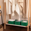 3 Pack Small Storage Baskets for Organizing, Cute Woven Decorative Gift Baskets for Shelves, Mini Closet Organizer Bins with Handles, 11.81''Lx7.87''Wx4.72''H-Green by CozyNest Decor