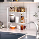 iPEGTOP Expandable Cabinet Storage Shelf Organizer Rack, Heavy Duty Cupboard Stand Spice Rack Adjustable Height Garage Pantry Shelf Space Riser for Counter Kitchen Organization, White, 3 Pack by CozyNest Decor
