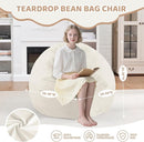 2FT Bean Bag Chair, Comfy Bean Bag Chairs with Memory Foam Filled, Fluffy Beanbag Sofa with Dutch Velvet Cover, Teardrop BeanBag Chairs for Living Room, Playroom - Beige by TinyTreasures Baby Boutique