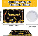 Construction Placemats Set of 6 Toddler Plastic Table Mats Dump Truck Place Mats Washable Vinyl Nursery Homeschool Table Decoration for Indoor Outdoor Party Kitchen Dining by CozyNest Decor