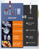 Immersion Blender Handheld 1000W 5 in 1 Corded Stick Hand Blender Kitchen with 12 Speed, BPA-Free, Mixing Beaker, Chopper, Whisk, Milk Frother, Perfect Emulsifier for Soup, Baby Food, Sauce, Puree by TinyTreasures Baby Boutique