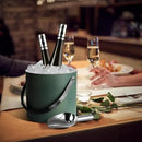 3L Ice Bucket with Silicone Lid, Scoop, Tongs & Strainer, Stainless Steel Double Wall Insulated Ice Buckets for Parties & Cocktail Bar, Outdoor Champagne Ice Container Bin, Dusty Green by CozyNest Decor