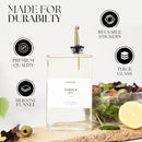 Premium Glass Olive Oil Dispenser Bottle 350ml | Cooking Oil and Vinegar Dispenser | Oil Dispenser for Kitchen with Gold Pourers, Funnel, Brush & 36 Labels (4 Pack) by CozyNest Decor