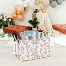 LANGYASHAN Rectangular Storage Bin Collapse Canvas Fabric Cartoon Storage Basket with Handles for Organizing Home Kitchen Boys and Girls Toys Office Closet Shelf Baskets (Rec Champagne Rose) by TinyTreasures Baby Boutique