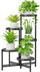 iDavosic.ly 5 Tier Large Plant Stand Indoor with 10-Inch Wide Drainage Tray, Tiered Corner Metal Outdoor Flower Display Holder Shelf, Folding Tall Rack for Patio Porch Balcony, Black Iron Carving by GreenHaven Gardens