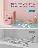 SONGMICS Jewelry Box 360° Rotating, Jewelry Storage Case with 5 Drawers, Jewelry Organizer, Glass Window, Spacious, Vertical Jewelry Storage, Open Design, Great Gift, Jelly Pink UJBC170R01 by TinyTreasures Baby Boutique