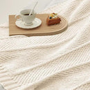 Amélie Home Chenille Knit Throw Blanket for Couch, Chevron Texture Decorative Soft Blanket for Sofa, Bed & Chair, 60"x80", Ivory by CozyNest Decor