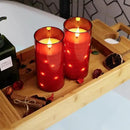 NURADA Flickering Flameless Candles: Built-in Star String Lights Battery Operated LED Pillar Candles with Remote and Timer Romantic Decorations for Wedding Party Christmas Halloween - Red 2 Pack by CozyNest Decor