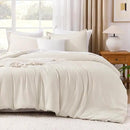Litanika Oversized King Comforter 128x120 Beige, 3 Pieces Lightweight Solid Bedding Comforter Set, All Season Fluffy Bed Set (1 Comforter & 2 Pillowcases) by CozyNest Decor