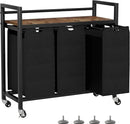 Laundry Hamper, Laundry Basket, Laundry Sorter with 3 Removable Bags, Clothes Basket with 3 Compartments, Wheels, Shelf for Laundry Room Bathroom Bedroom (3 Bags-Black) by CozyNest Decor