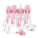 Dr. Brown's Anti-Colic Baby Feeding Set with Slow Flow Nipples, Travel Caps, Silicone Pacifier - Pink by TinyTreasures Baby Boutique