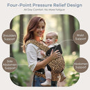 Baby Carrier with Lumbar Support, Cozy Baby Carrier Newborn to Toddler with Adjustable Seat Size, Ergonomic Infant Carrier with 3-Way Carry, Front Facing Toddler Hodler Carrier for Mom & Dad, Leopard by TinyTreasures Baby Boutique