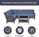 Outdoor Furniture Sectional Sofa L Shaped Couch - Patio Wicker Furniture Set with Coffee Table, 3 Piece Rattan Patio Conversation Sets with Blue Cushion for Deck Backyard Sunroom by GreenHaven Gardens