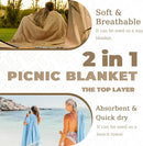 Genovega 2 in 1 Extra Large Outdoor Picnic Blanket Waterproof Woven Boho Mat Giant Beach Towel Travel Essential Yoga Accessories Park Patio Lawn Garden Grass Ground Music Festival Concert Must Have by TinyTreasures Baby Boutique
