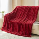 NEWCOSPLAY Faux Fur Throw Blanket Red Bubble Blanket Thick Warm Soft for Couch Sofa Bed 550GSM (Red, Throw(50"x60")) by CozyNest Decor