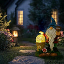 DiliComing Solar Garden Gnomes Outdoor Statues - Cute Gnome Statue with Welcome for Yard Patio Porch Lawn, Resin Gnome Figurine with Solar Light for Thanksgiving and Christmas by GreenHaven Gardens