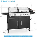 3 Burner Propane Gas and Charcoal Grill Combo with Side Burner & Porcelain-Enameled Cast Iron Grates, 37,000 BTUs 685 SQIN Dual Fuel Outdoor BBQ Grill for Patio Garden Picnic Backyard Barbecue Cooking by GreenHaven Gardens