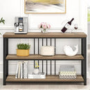 FOLUBAN Modern Sofa Table for Entryway, 3 Tier Narrow Console Table for Living Room Hallway Behind Couch, Rustic Oak by CozyNest Decor