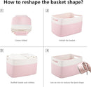 OIAHOMY 4 Pack Storage Baskets for Organizing, Basket for Shelves with Handle, Woven Baskets for Storage Toys, Towels, Books, Cotton Rope Basket 13" L x 9 " W x 7.8 " H, Pink & White by TinyTreasures Baby Boutique